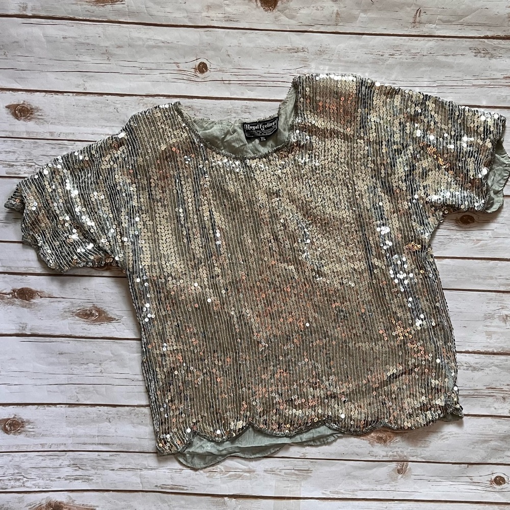 Royal Feelings vintage sequins blouse top